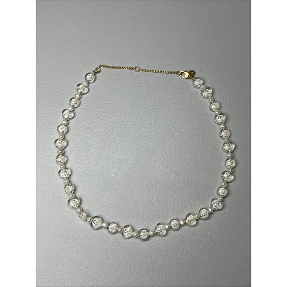 Beaded Necklaces set of 2 Clear Floral & Colorful Choker 90s Beachy Teen Casual - Picture 2 of 9